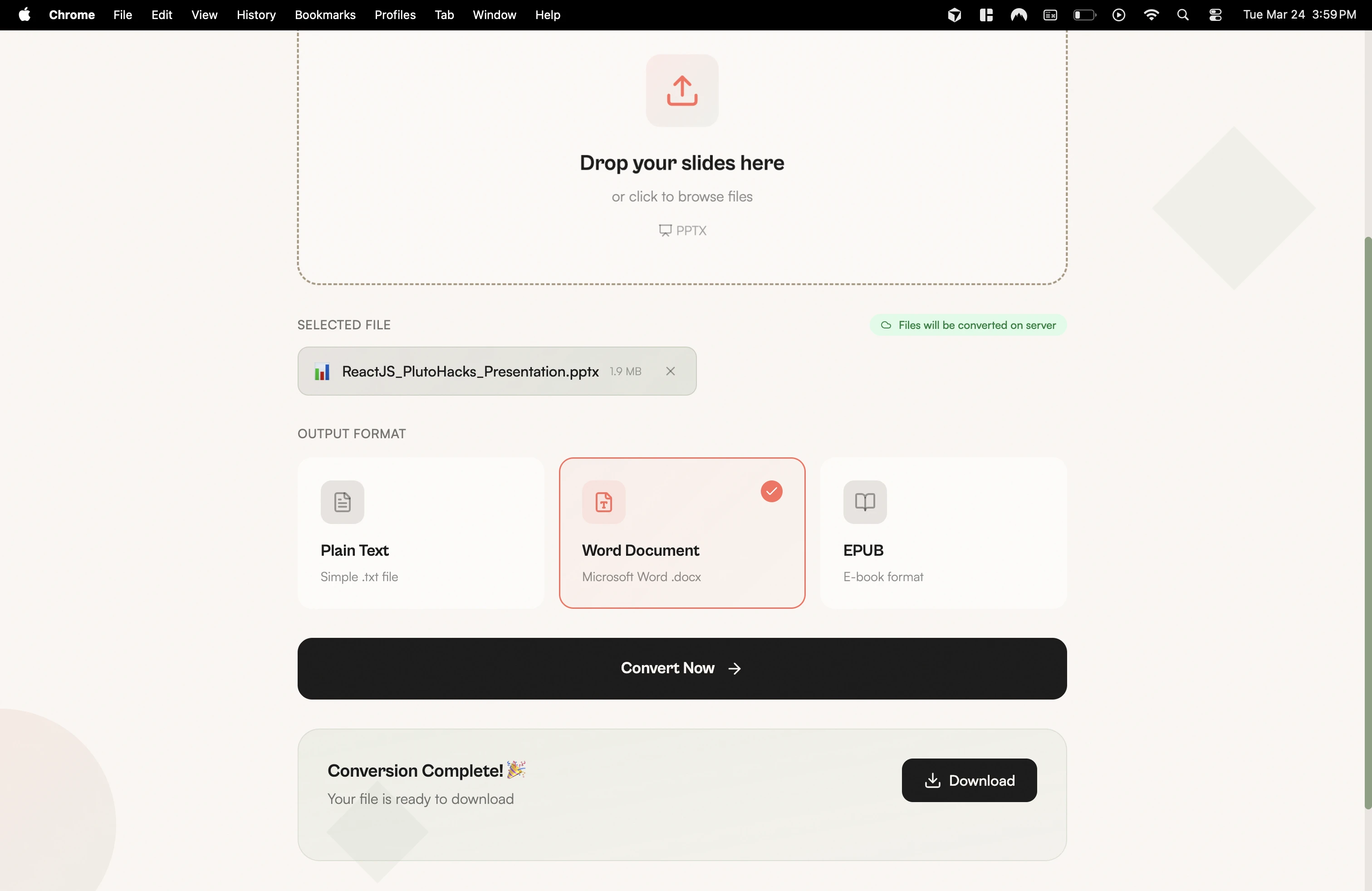 Download converted file